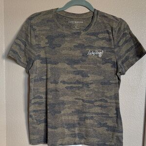 Lucky Brand Womens Short Sleeve Camo Tee - Olive and Black